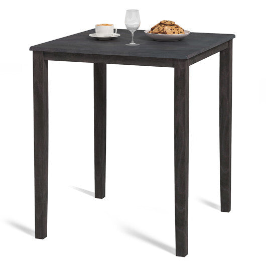 Square Dining Table with Solid Wood Frame for 4-Person-Black