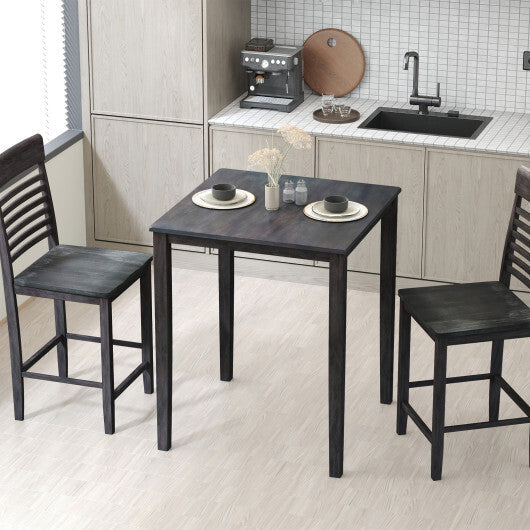 Square Dining Table with Solid Wood Frame for 4-Person-Black