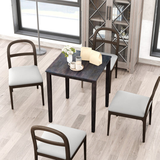 Square Dining Table with Solid Wood Frame for 4-Person-Black