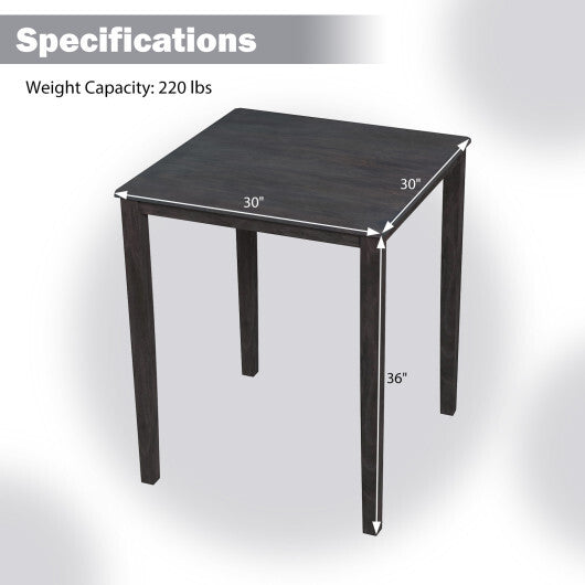 Square Dining Table with Solid Wood Frame for 4-Person-Black