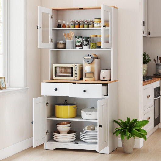 Pantry Cabinet with 2 Removable Shelves-Black