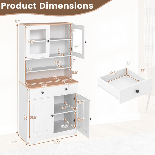 Pantry Cabinet with 2 Removable Shelves-Black