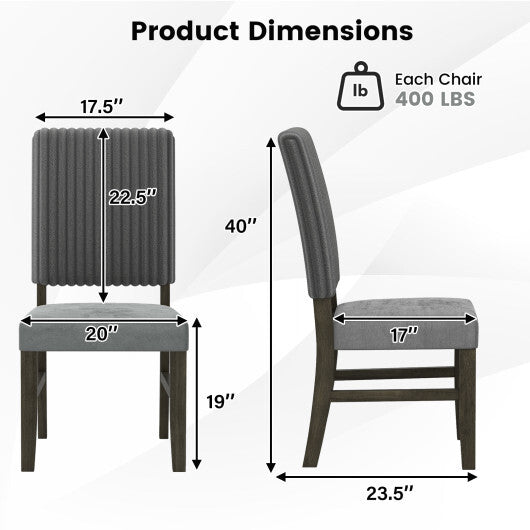 Dining Chair Set of 2 Mid-Century Modern Velvet Fabric Upholstered Chairs-Grey