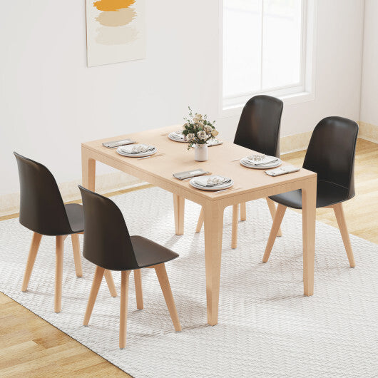 Modern Dining Chair Set of 2 with Solid Beech Wood Legs and Tilt Backrest-White