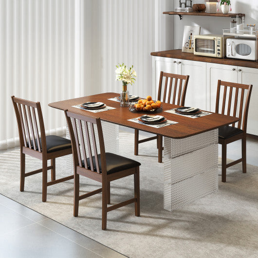 Wooden Dining Chair Set of 2 with Rubber Wood Frame and Padded Seat-White