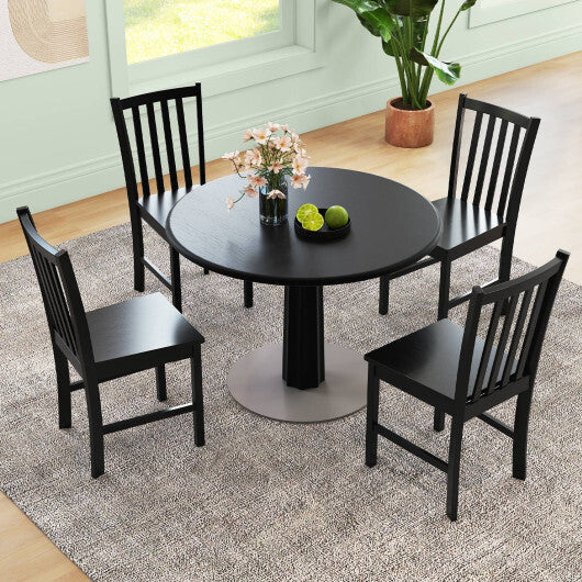 Rustic Dining Chairs Set of 2 Wooden Kitchen Chairs with Slat Tilt Backrest-White