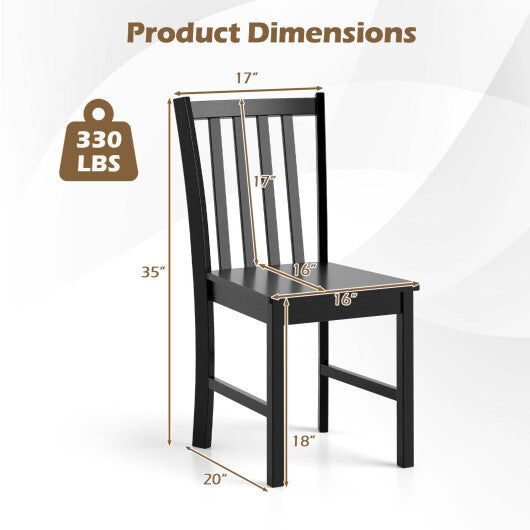 Rustic Dining Chairs Set of 2 Wooden Kitchen Chairs with Slat Tilt Backrest-White