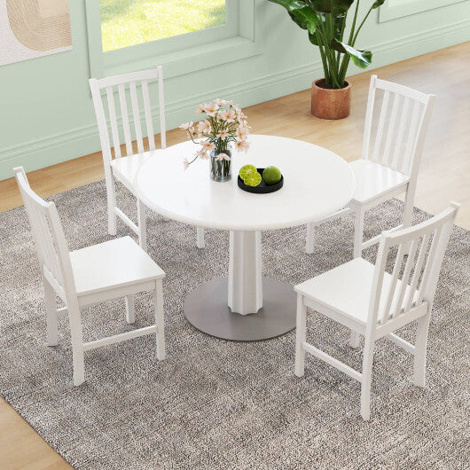 Rustic Dining Chairs Set of 2 Wooden Kitchen Chairs with Slat Tilt Backrest-White