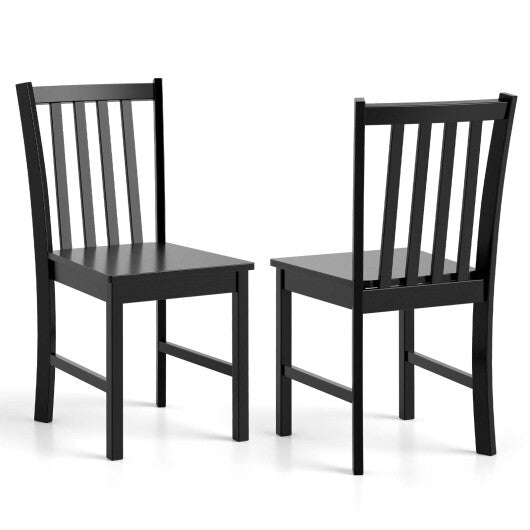 Rustic Dining Chairs Set of 2 Wooden Kitchen Chairs with Slat Tilt Backrest-White