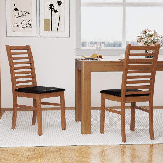 Set of 2 Wooden Dining Chair with Rubber Wood Legs for Living Room-White