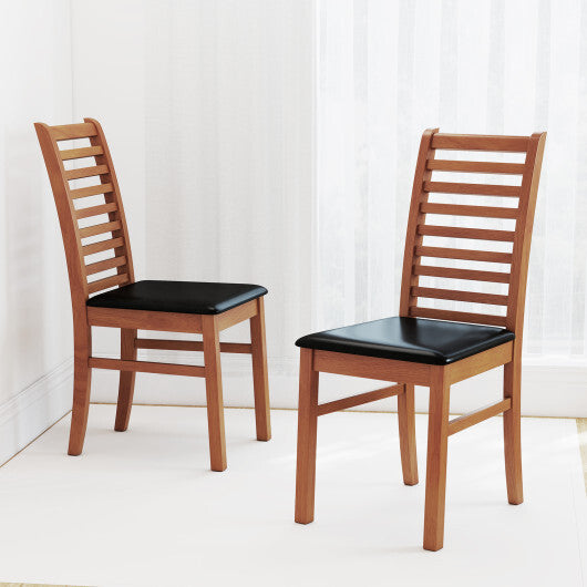 Set of 2 Wooden Dining Chair with Rubber Wood Legs for Living Room-White
