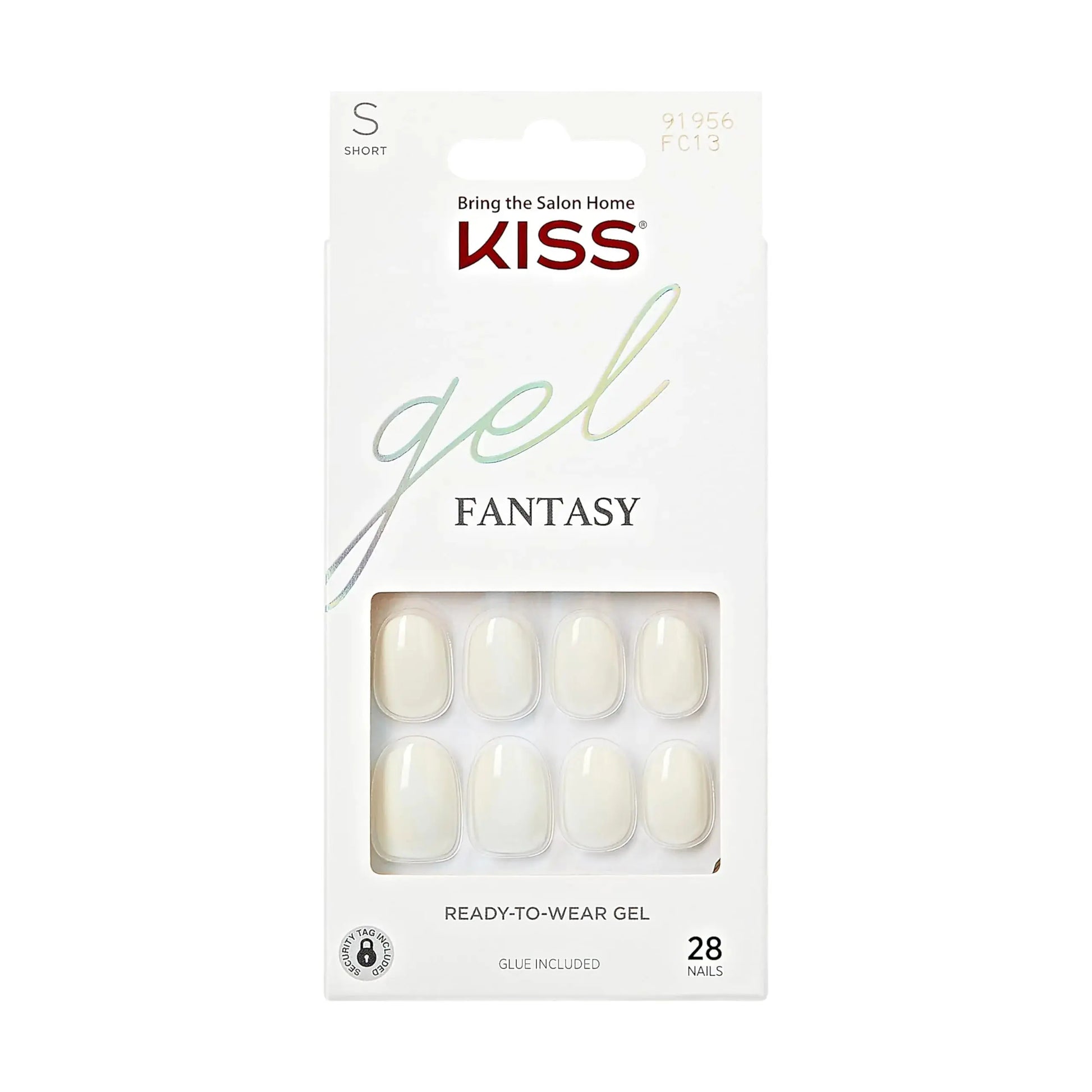KISS Gel Fantasy Press-On Nails - Light White, Short Oval, Perfect Fit