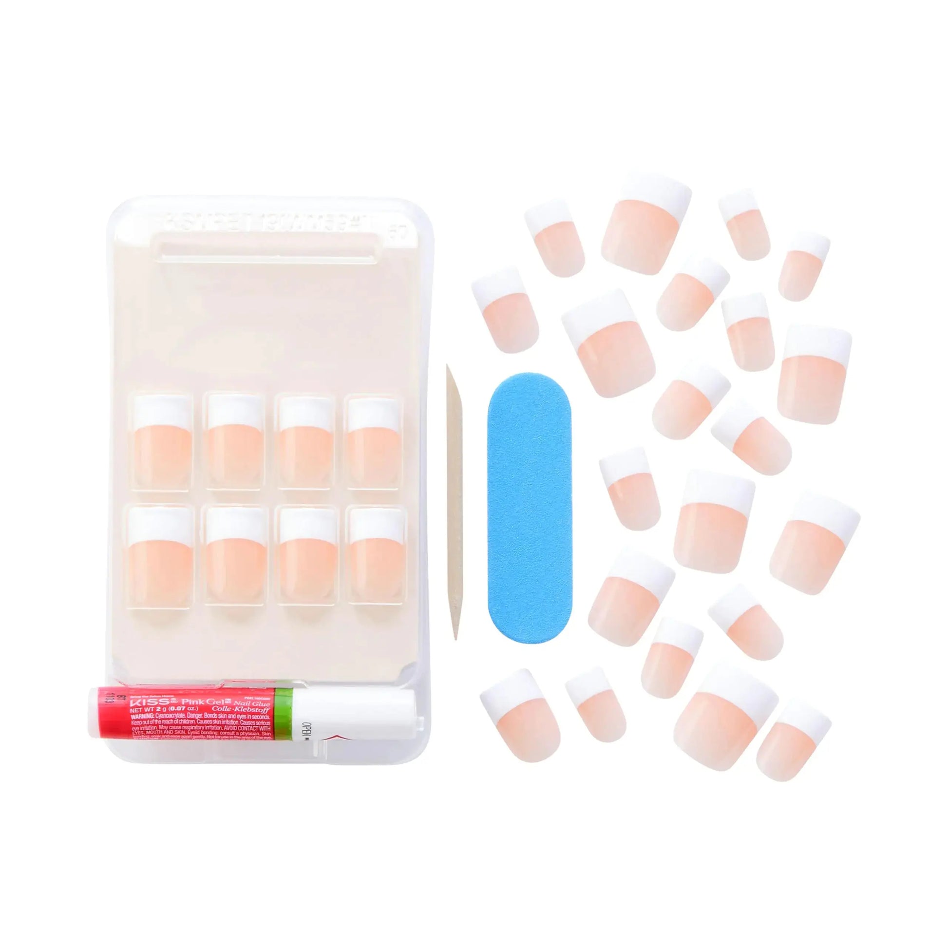 KISS Salon Acrylic Press-On Nails – Sugar Rush French, Medium Square