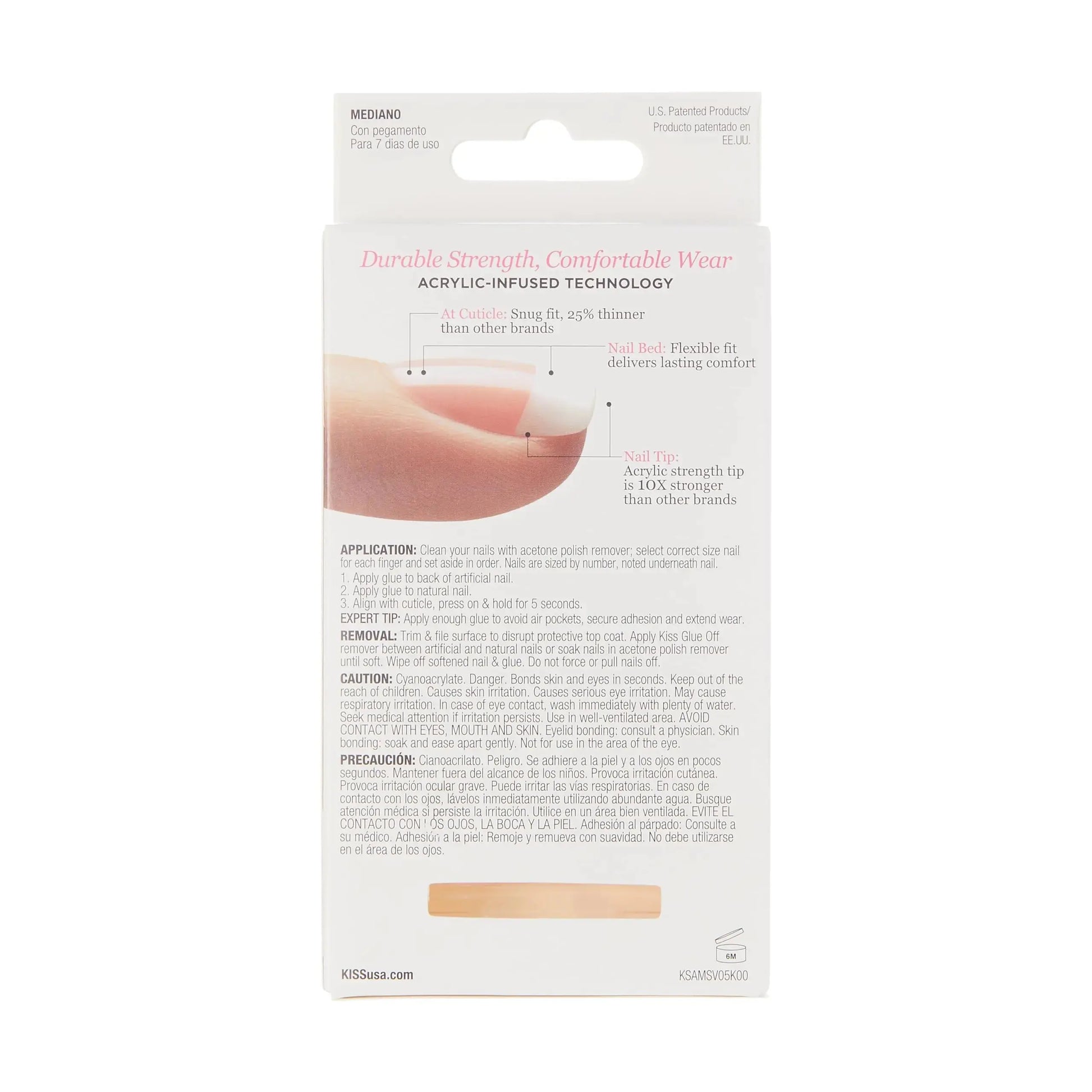 KISS Salon Acrylic Press-On Nails – Sugar Rush French, Medium Square