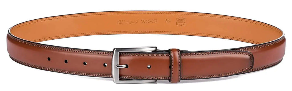KM Legend Men's Leather Dress Belt-Classic & Fashion for Work Business and Casual