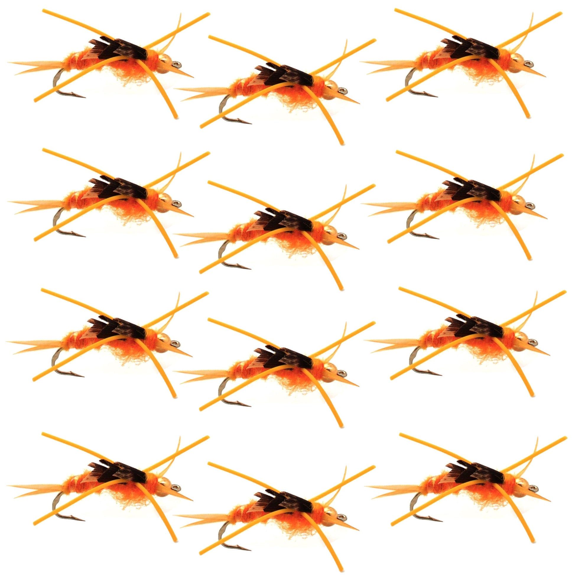 Tungsten Bead Kaufmann's Golden Stone Fly Nymph Rubber Legs - 1 Dozen Hook Size 10