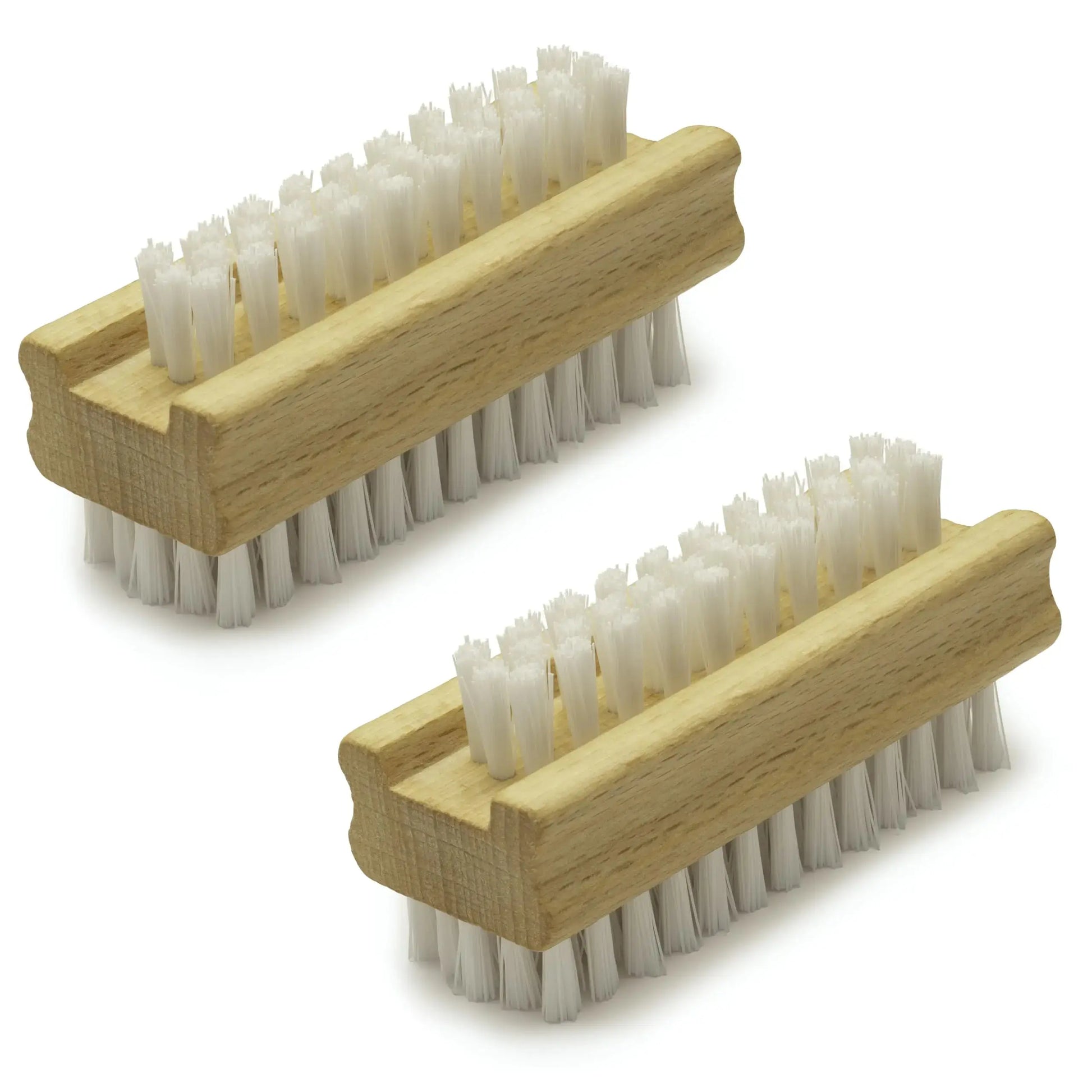 Konex Non-Slip Wooden Two-Sided Hand and Nail Brush - Stiff Bristle Fingernail Cleaner for Heavy Duty Use