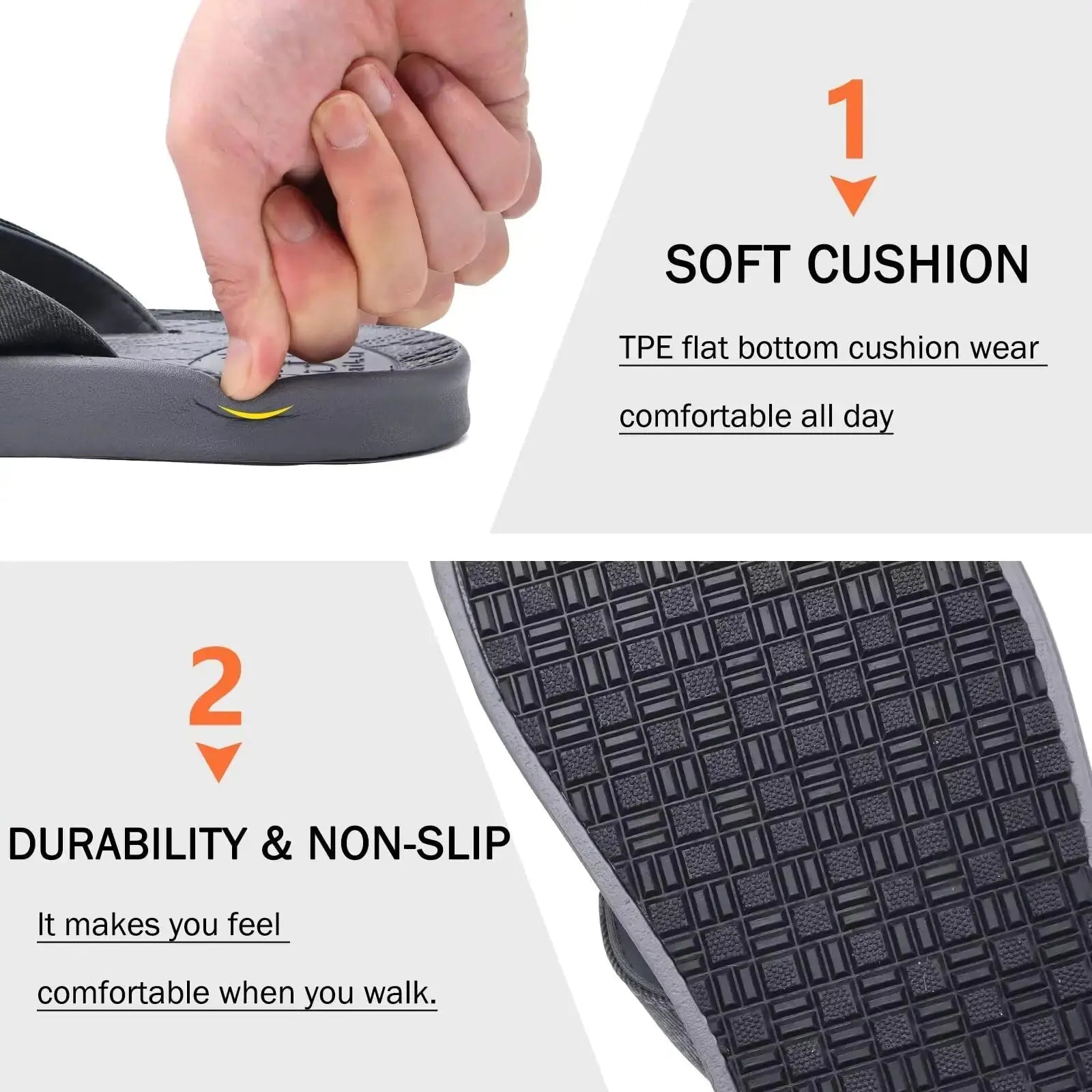 KuaiLu Mens Flip Flops Arch Support Comfortable Open Toe Leather Thong Sandals