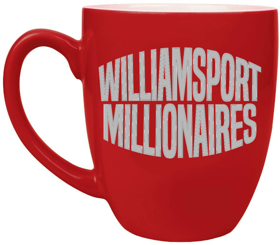 Williamsport Millionaires 16 oz. Red Ceramic Bistro LazerMug