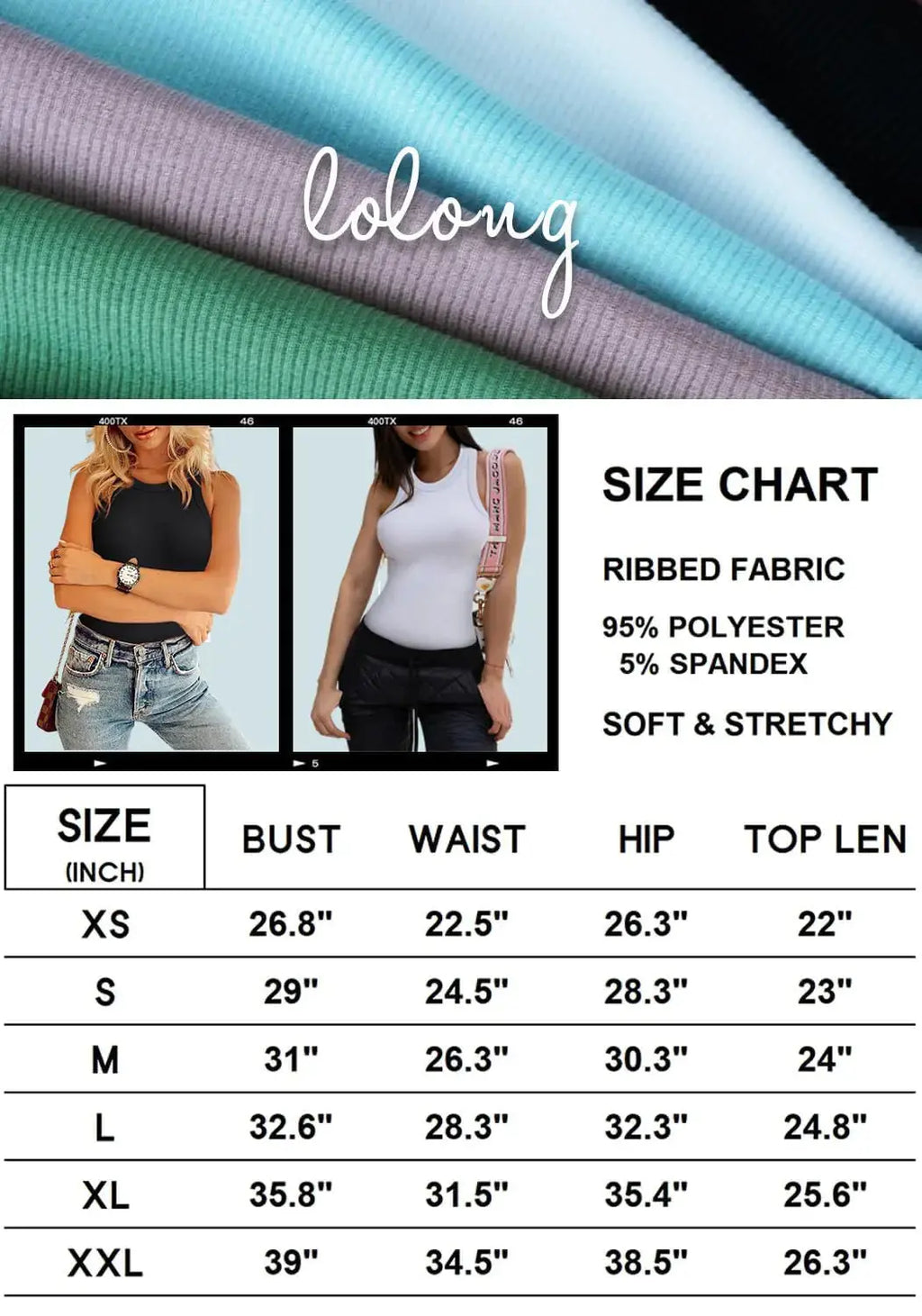 LOLONG Womens Tank Tops Summer Sleeveless Racerback Casual Basic Ribbed Shirts