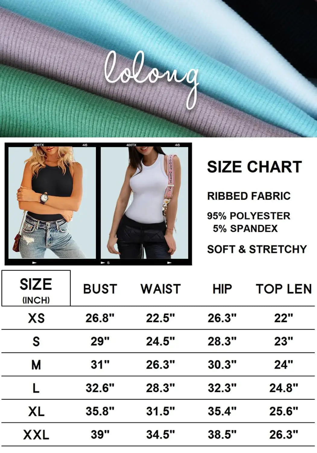LOLONG Womens Tank Tops Summer Sleeveless Racerback Casual Basic Ribbed Shirts