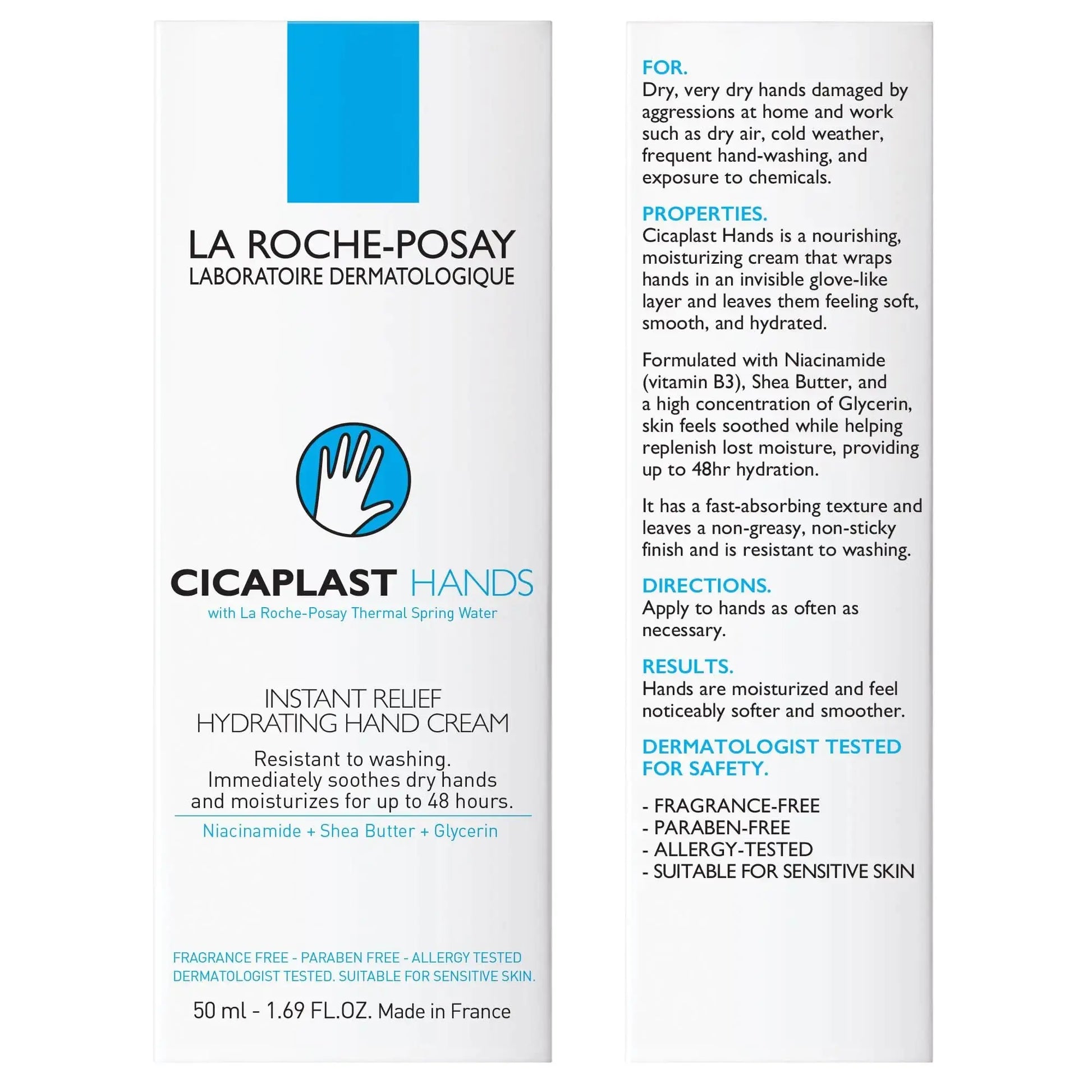 La Roche-Posay Cicaplast Hand Cream - Instant Relief Moisturizing Hand Lotion for Dry Hands