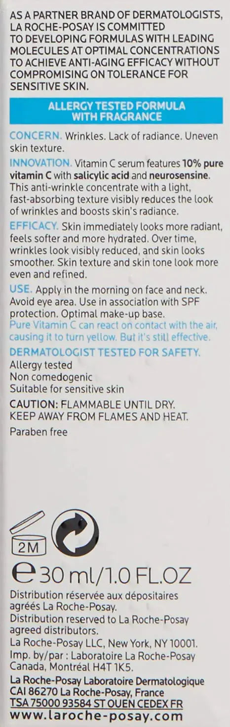 La Roche-Posay Pure Vitamin C Face Serum with Hyaluronic Acid & Salicylic Acid – Anti-Aging Serum for Wrinkles & Uneven Skin Texture