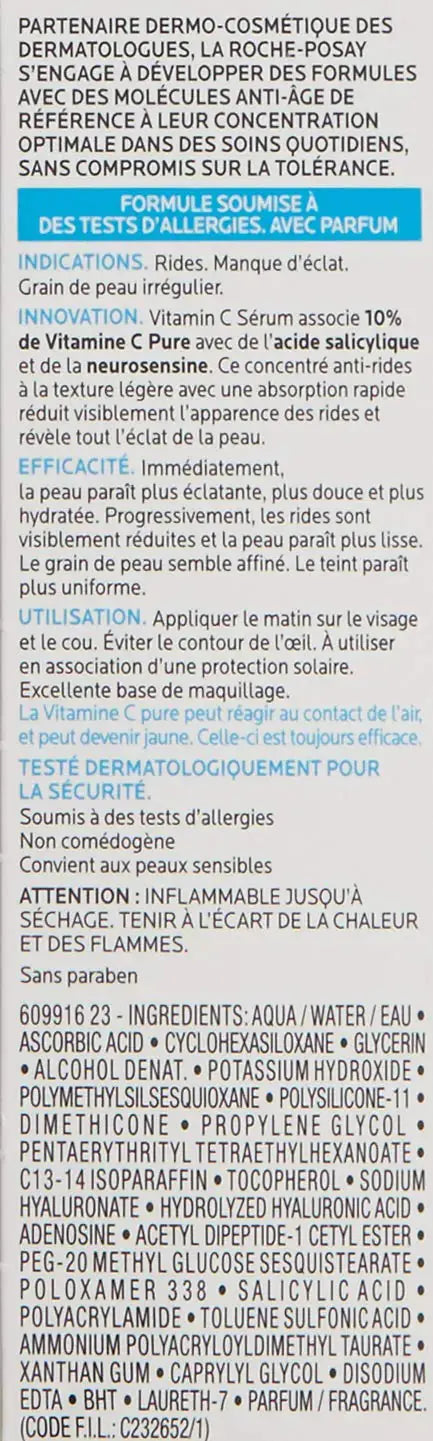 La Roche-Posay Pure Vitamin C Face Serum with Hyaluronic Acid & Salicylic Acid – Anti-Aging Serum for Wrinkles & Uneven Skin Texture