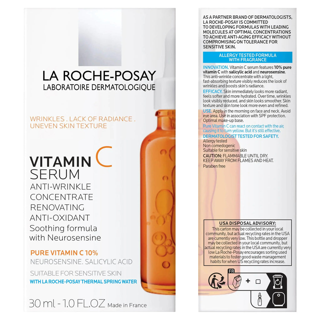 La Roche-Posay Pure Vitamin C Face Serum with Hyaluronic Acid & Salicylic Acid – Anti-Aging Serum for Wrinkles & Uneven Skin Texture
