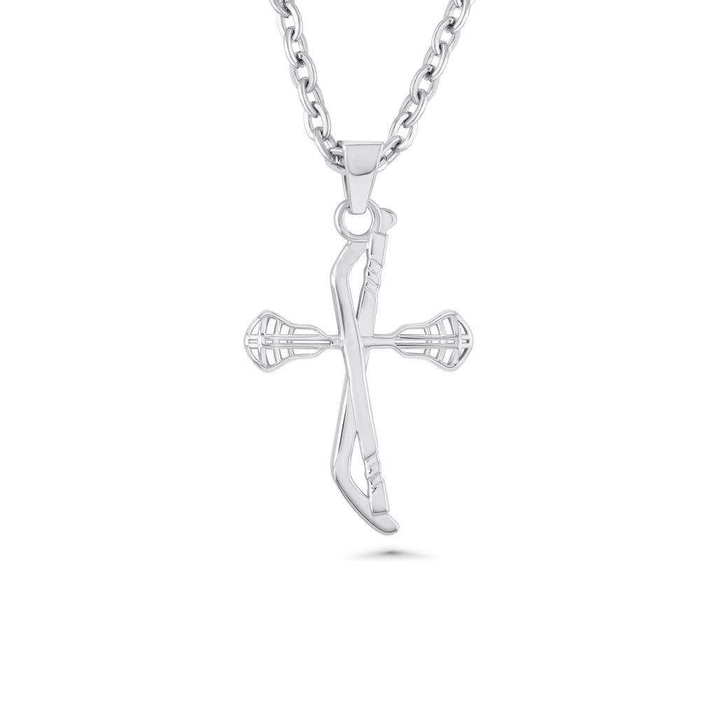 Lacrosse & Hockey Cross Necklace