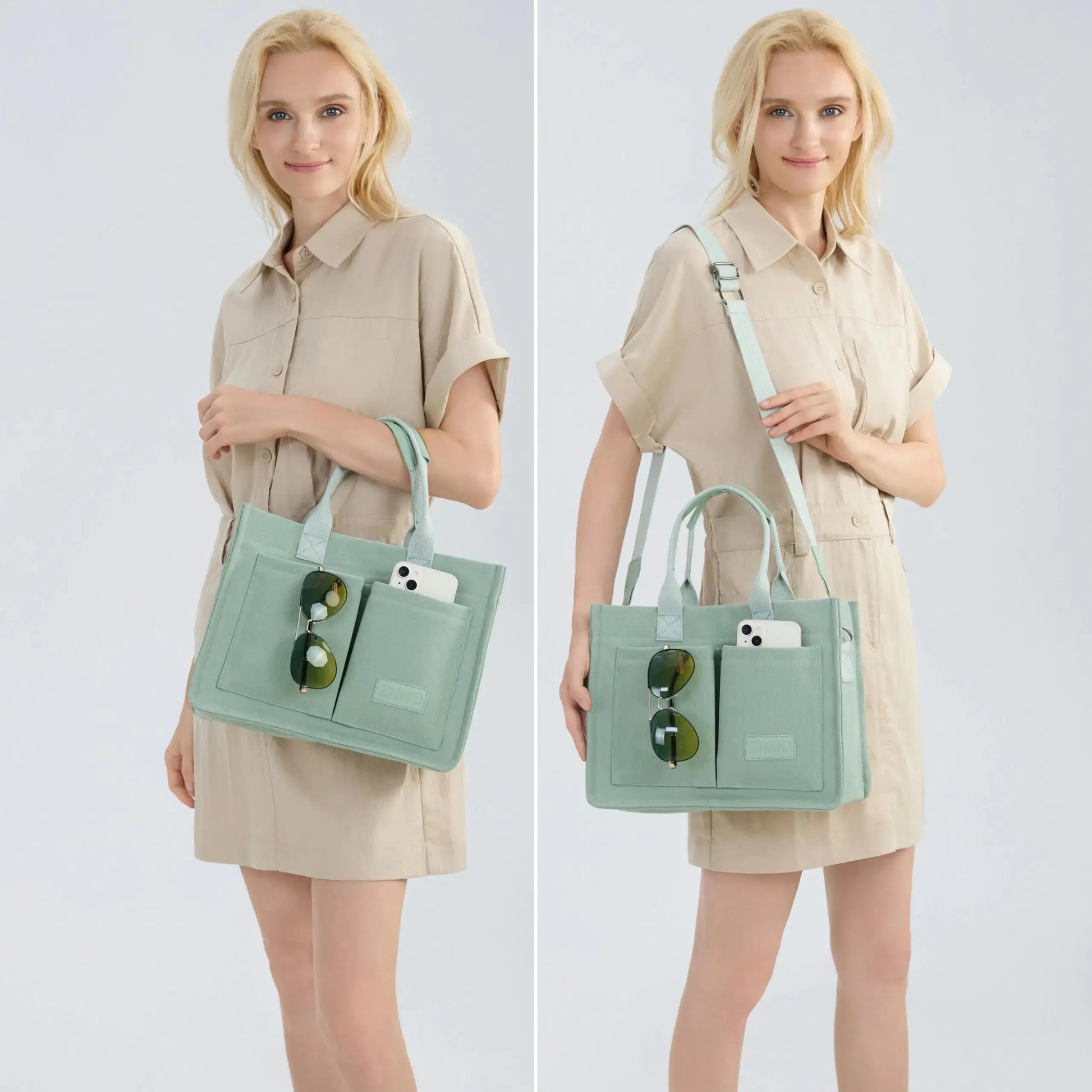 Large Canvas Tote Bag for Women With Pockets,Laptop Crossbody Purses Everything Everyday Bag Handbags