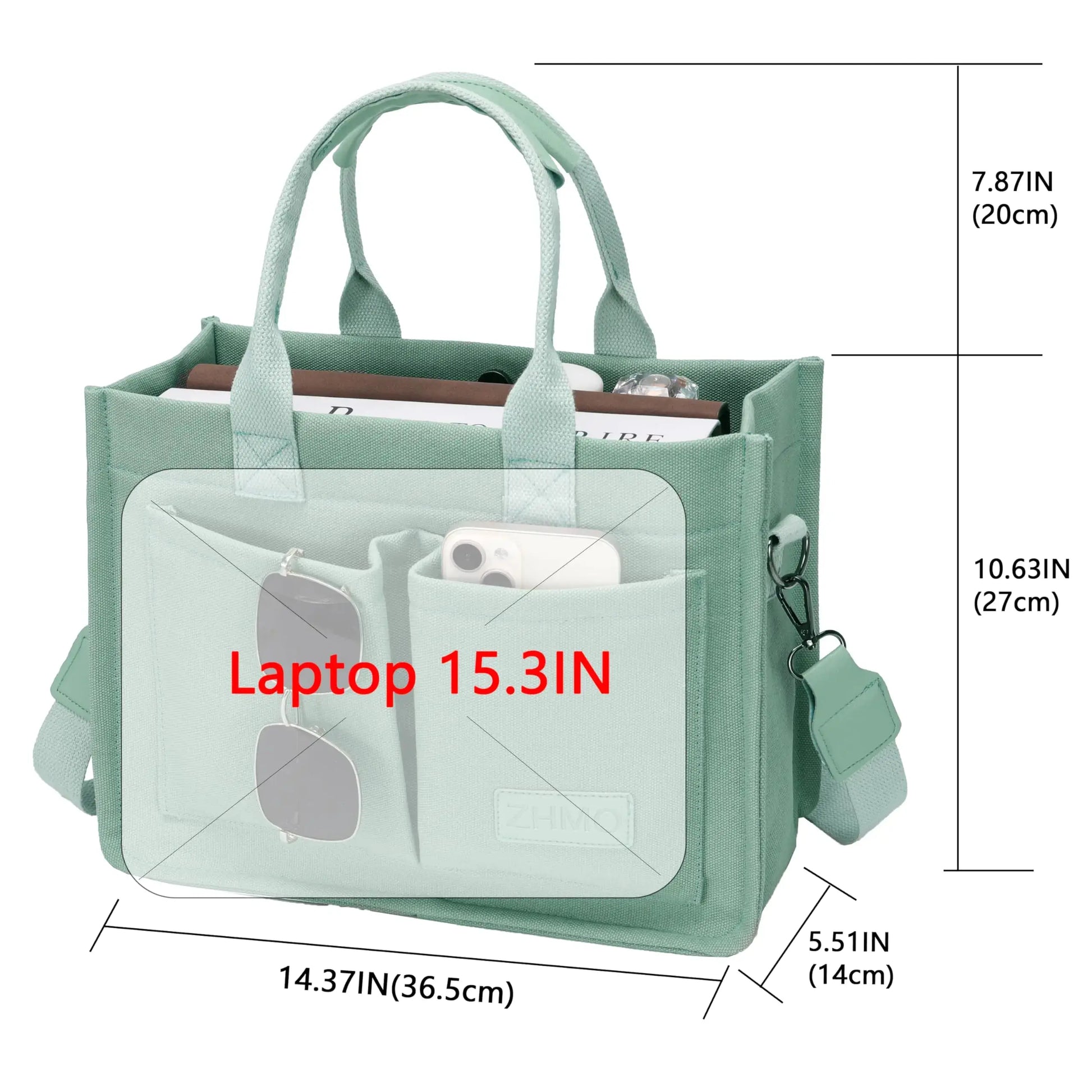 Large Canvas Tote Bag for Women With Pockets,Laptop Crossbody Purses Everything Everyday Bag Handbags
