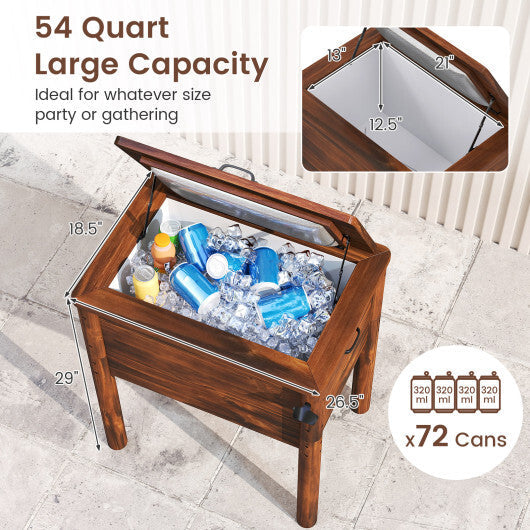 54QT Large Capacity Wooden Cooler with Built-in Opener