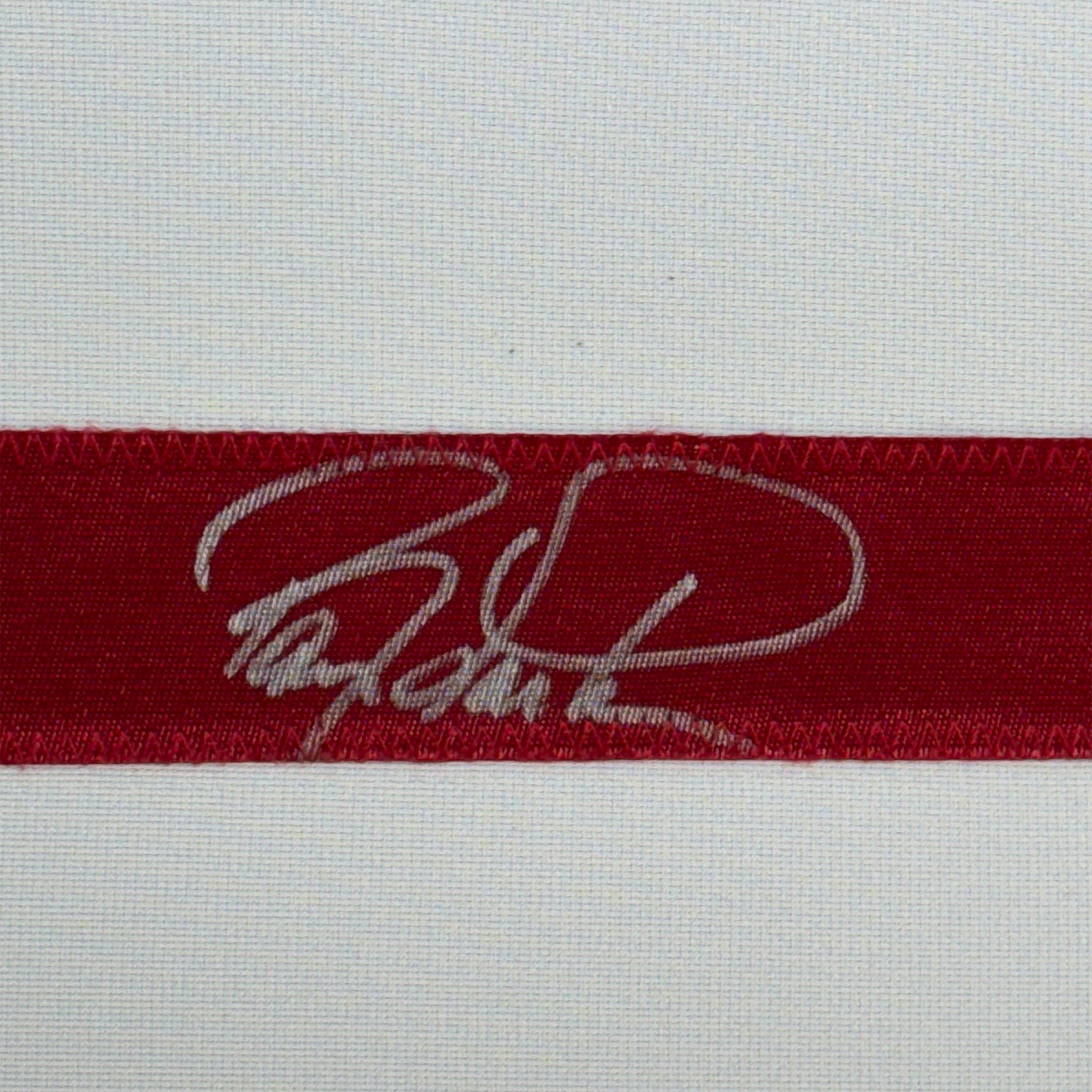 Framed Autographed/Signed Barry Larkin 35x39 Cincinnati White Baseball Jersey Beckett BAS COA