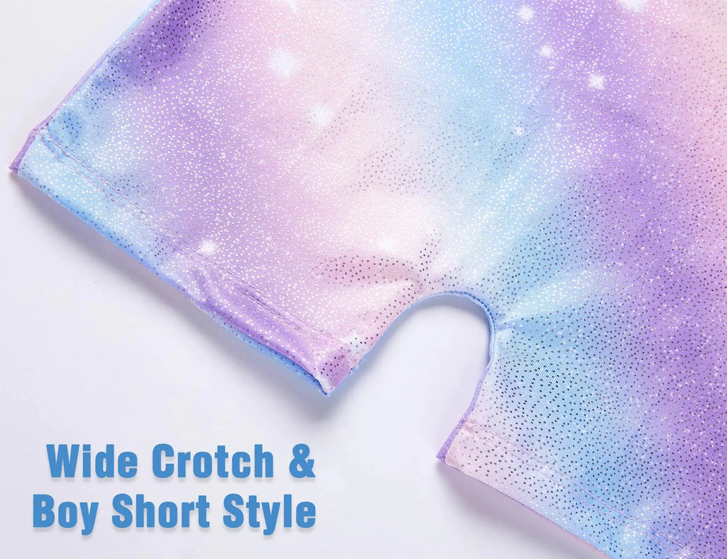 Leotards for Girls Gymnastics Kids Children Biketard with Shorts Sparkly Unicorn Dance Unitards