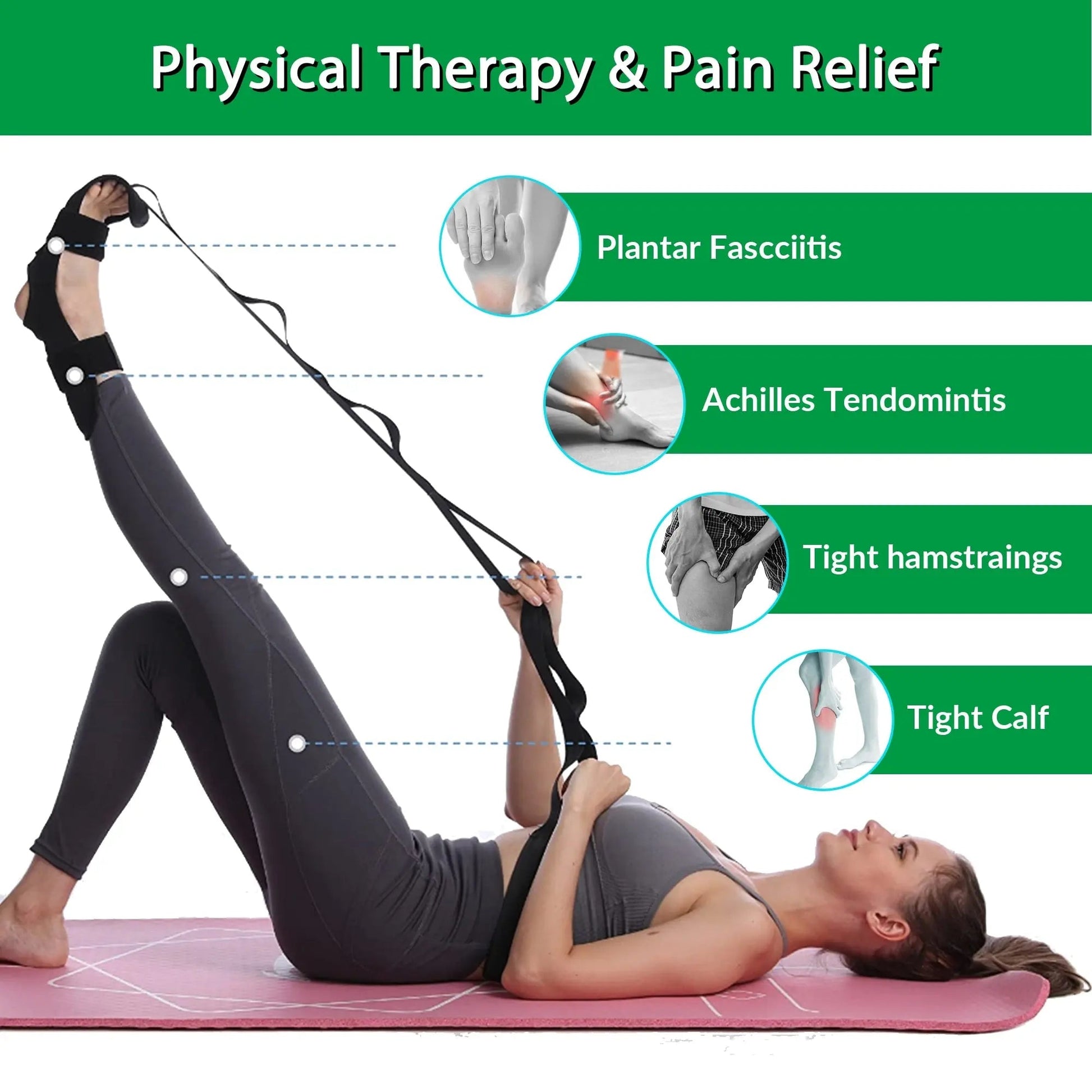 Lightweight and Compact Adjustable Yoga Stretch Strap