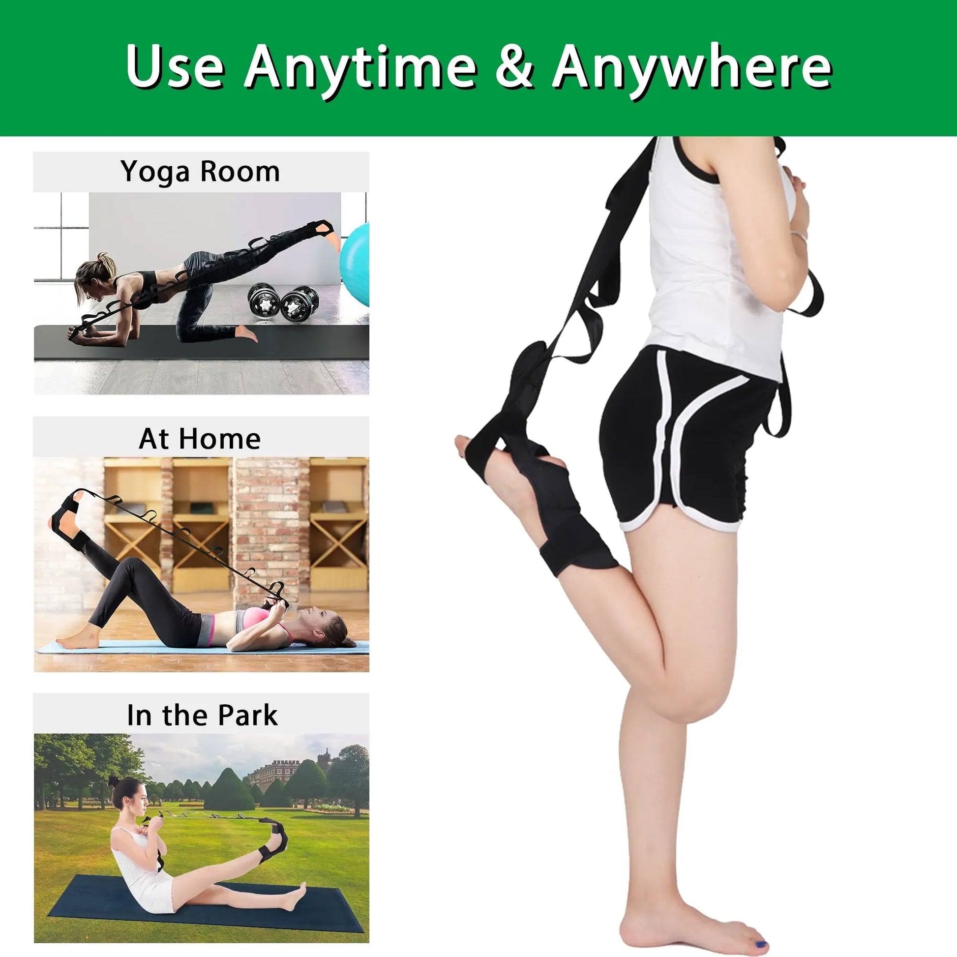 Lightweight and Compact Adjustable Yoga Stretch Strap