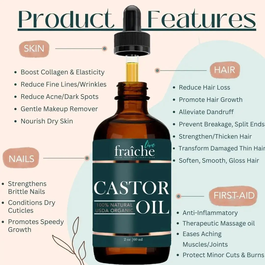 Live Fraiche Organic Castor Oil for Face - 100% Natural USDA Organic