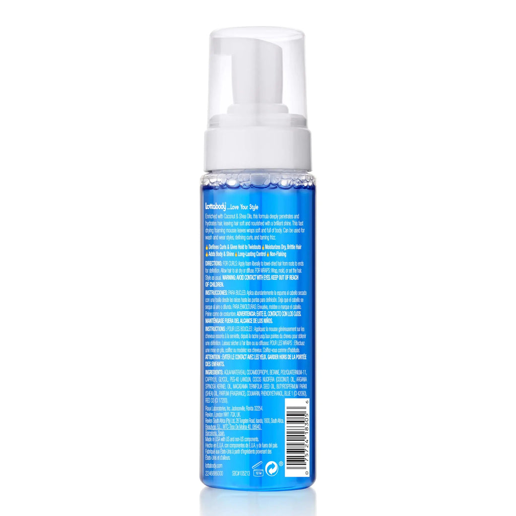 Lottabody Coconut Oil & Shea Foaming Curl Mousse - Defines Curls & Controls Frizz (7 Fl Oz)
