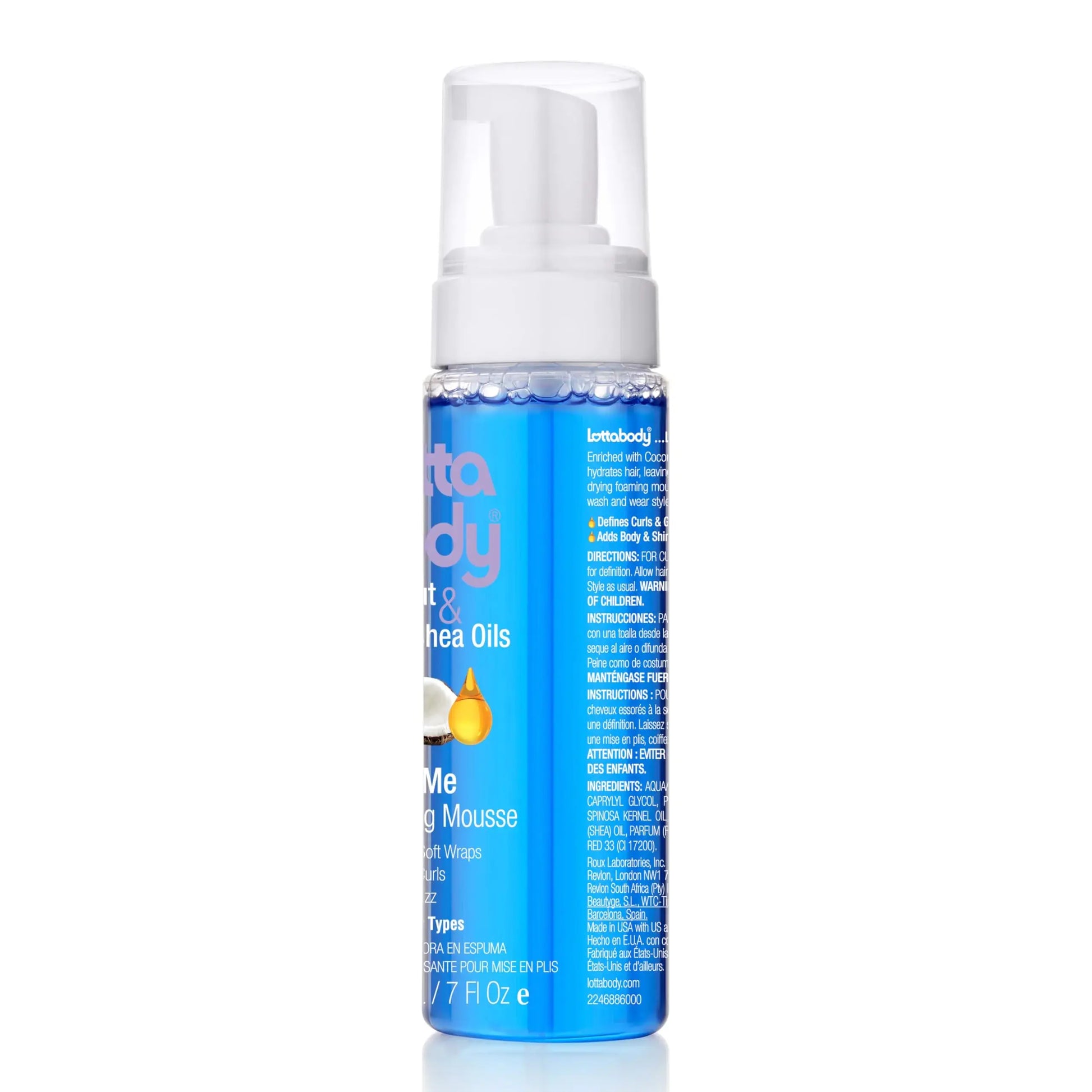 Lottabody Coconut Oil & Shea Foaming Curl Mousse - Defines Curls & Controls Frizz (7 Fl Oz)