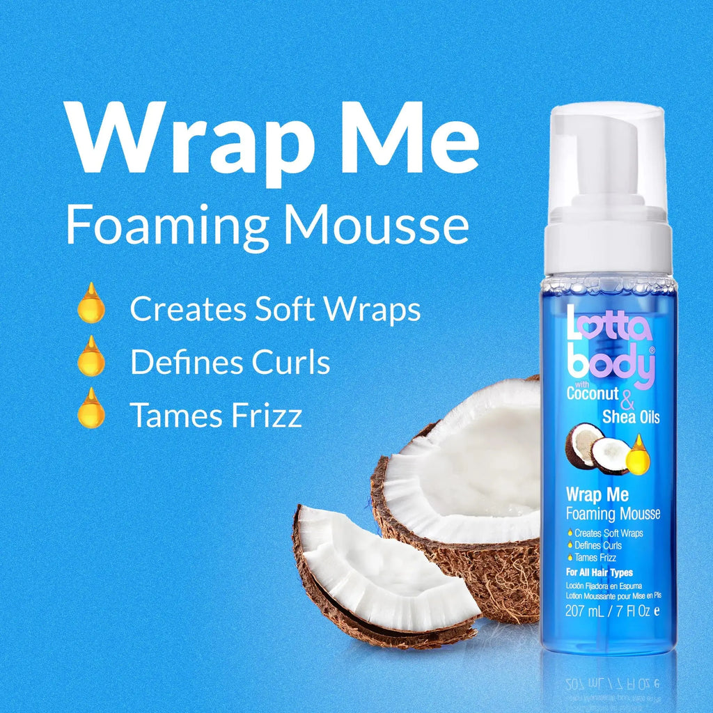 Lottabody Coconut Oil & Shea Foaming Curl Mousse - Defines Curls & Controls Frizz (7 Fl Oz)