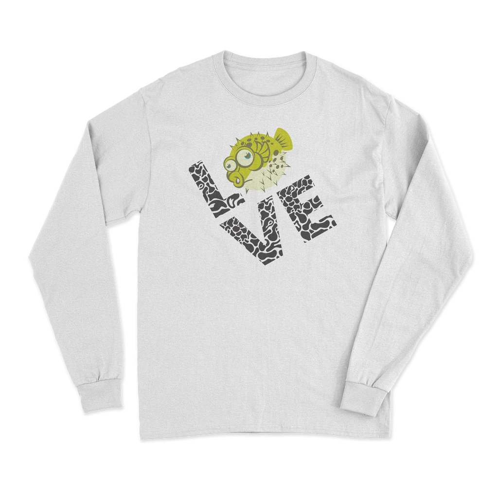 Love Fishing Green Blowfish Globe Men Long Sleeve Shirt