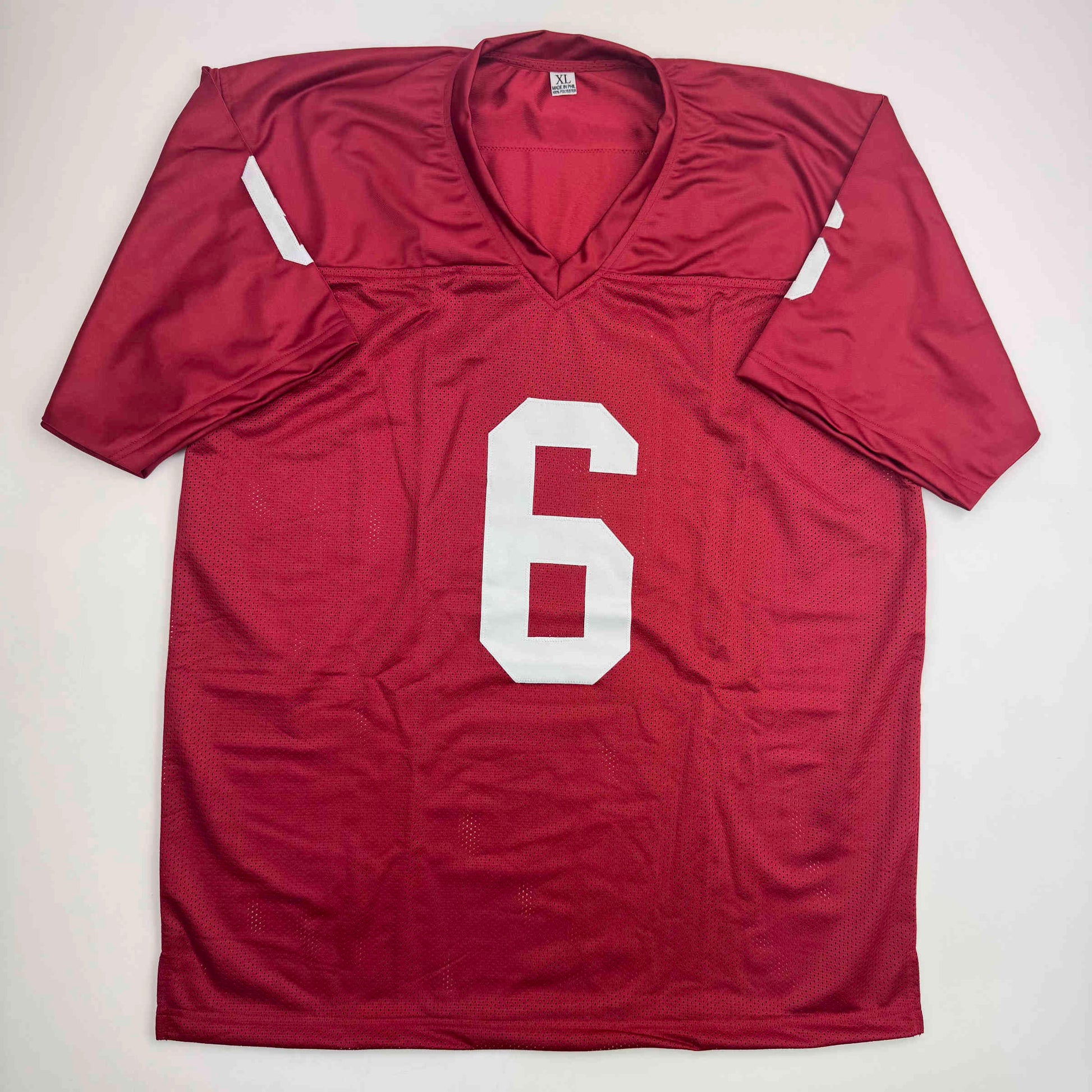 Autographed/Signed Baker Mayfield Oklahoma Crimson College Football Jersey Beckett BAS COA