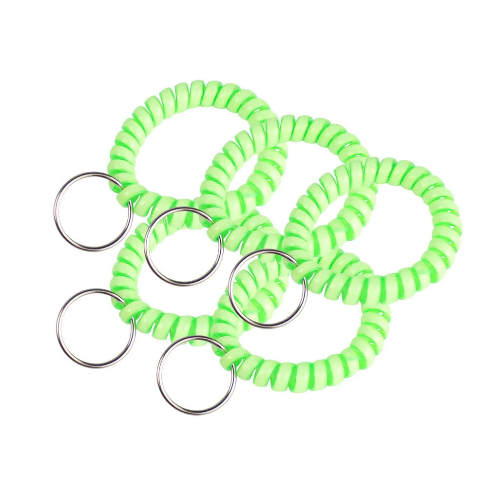 Lucky Line 2” Diameter Spiral Wrist Coil with Steel Key Ring – Stretchable Key Chain Bracelet