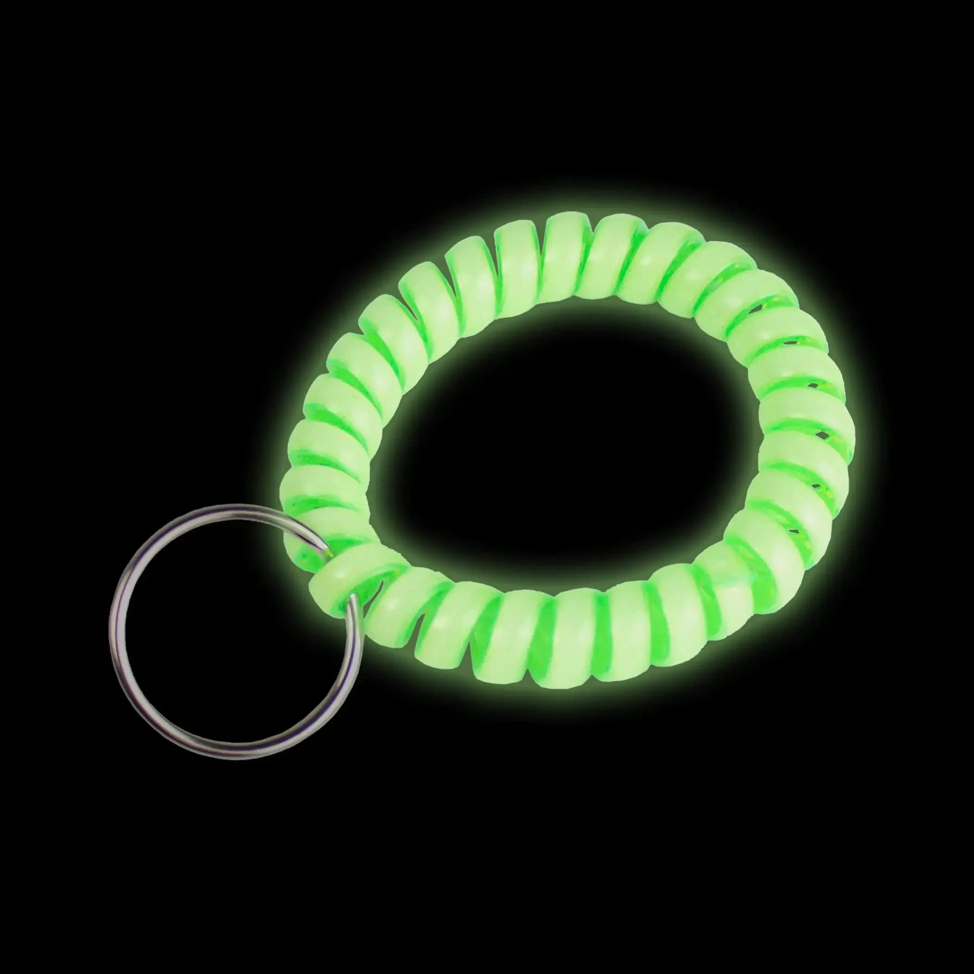 Lucky Line 2” Diameter Spiral Wrist Coil with Steel Key Ring – Stretchable Key Chain Bracelet
