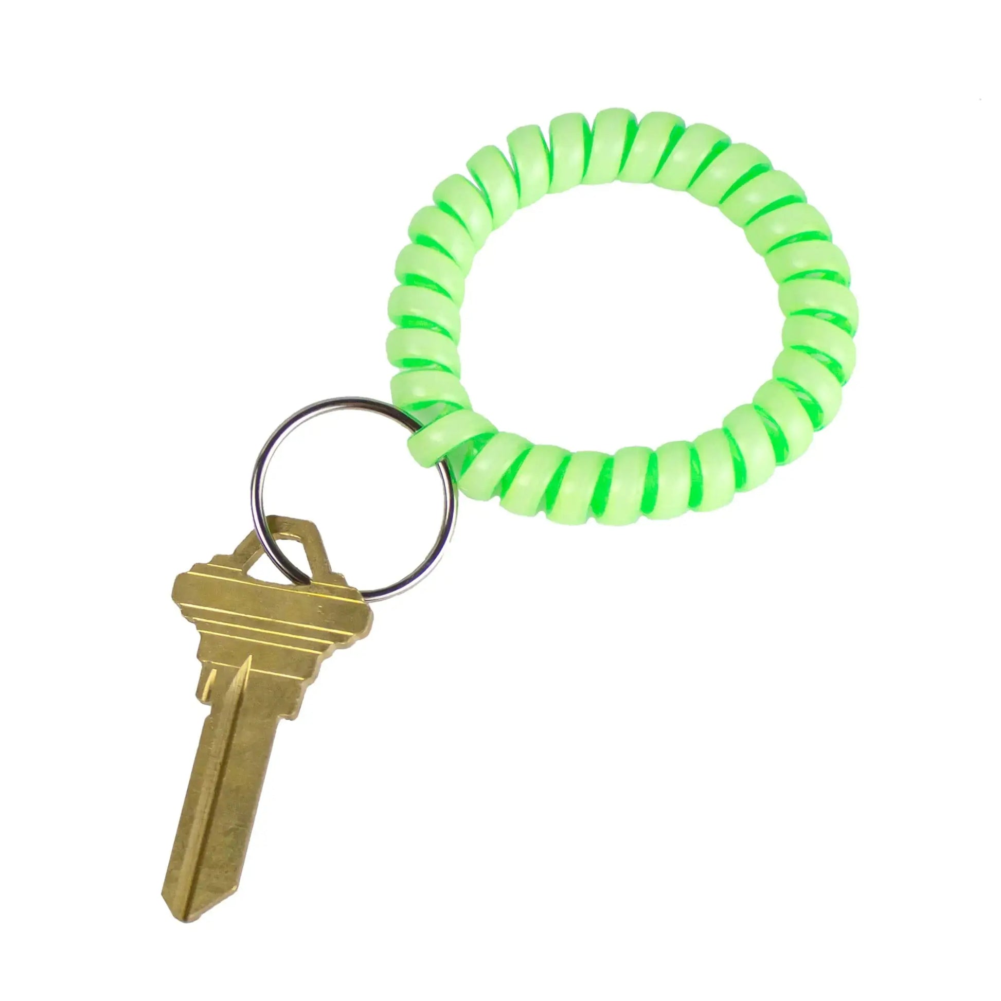 Lucky Line 2” Diameter Spiral Wrist Coil with Steel Key Ring – Stretchable Key Chain Bracelet