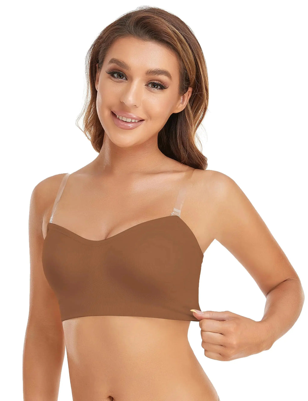 Lusait Strapless Bra for Women Non-Slip Silicone Padded Bandeau Bra Wireless Tube Top Bra
