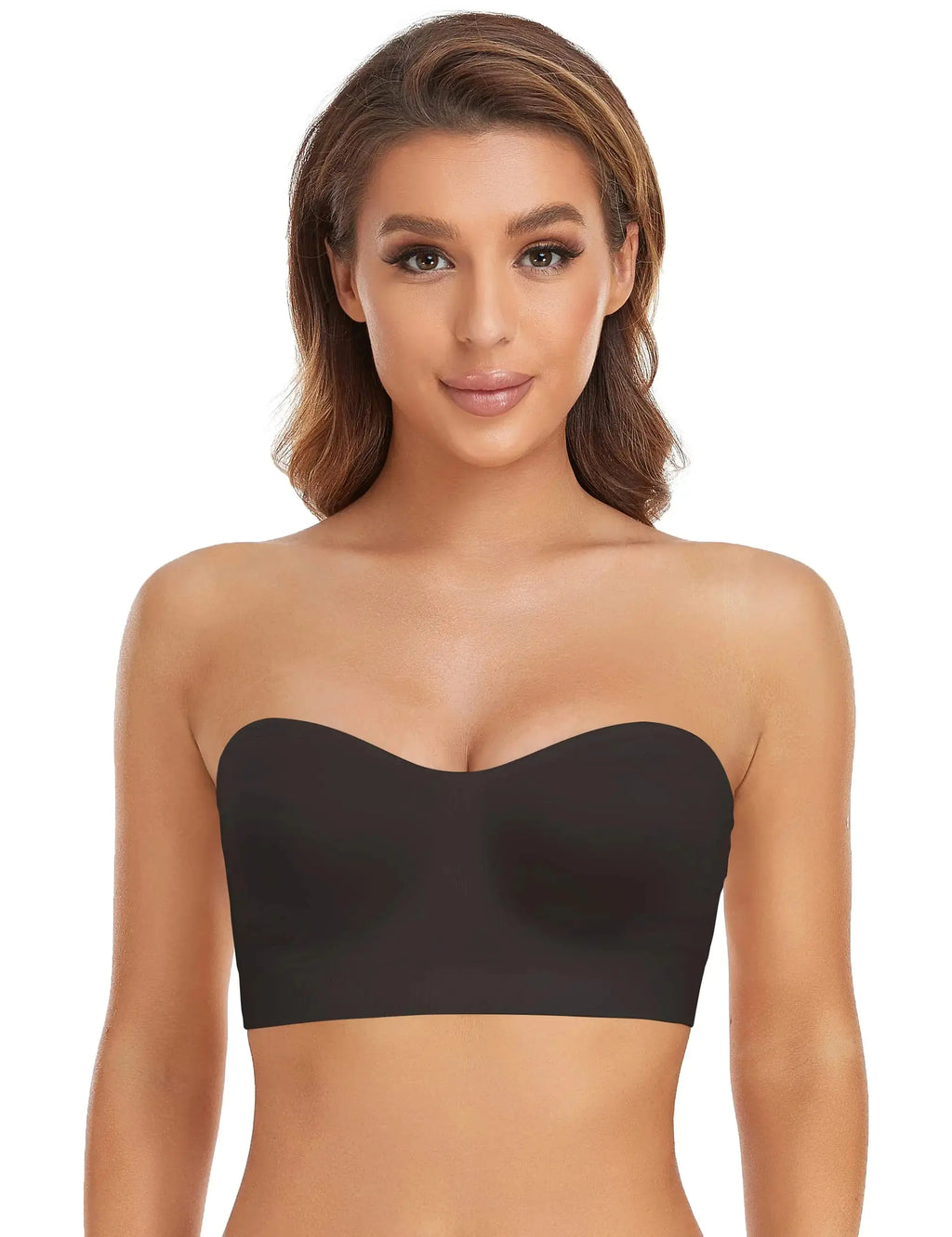 Lusait Strapless Bra for Women Non-Slip Silicone Padded Bandeau Bra Wireless Tube Top Bra