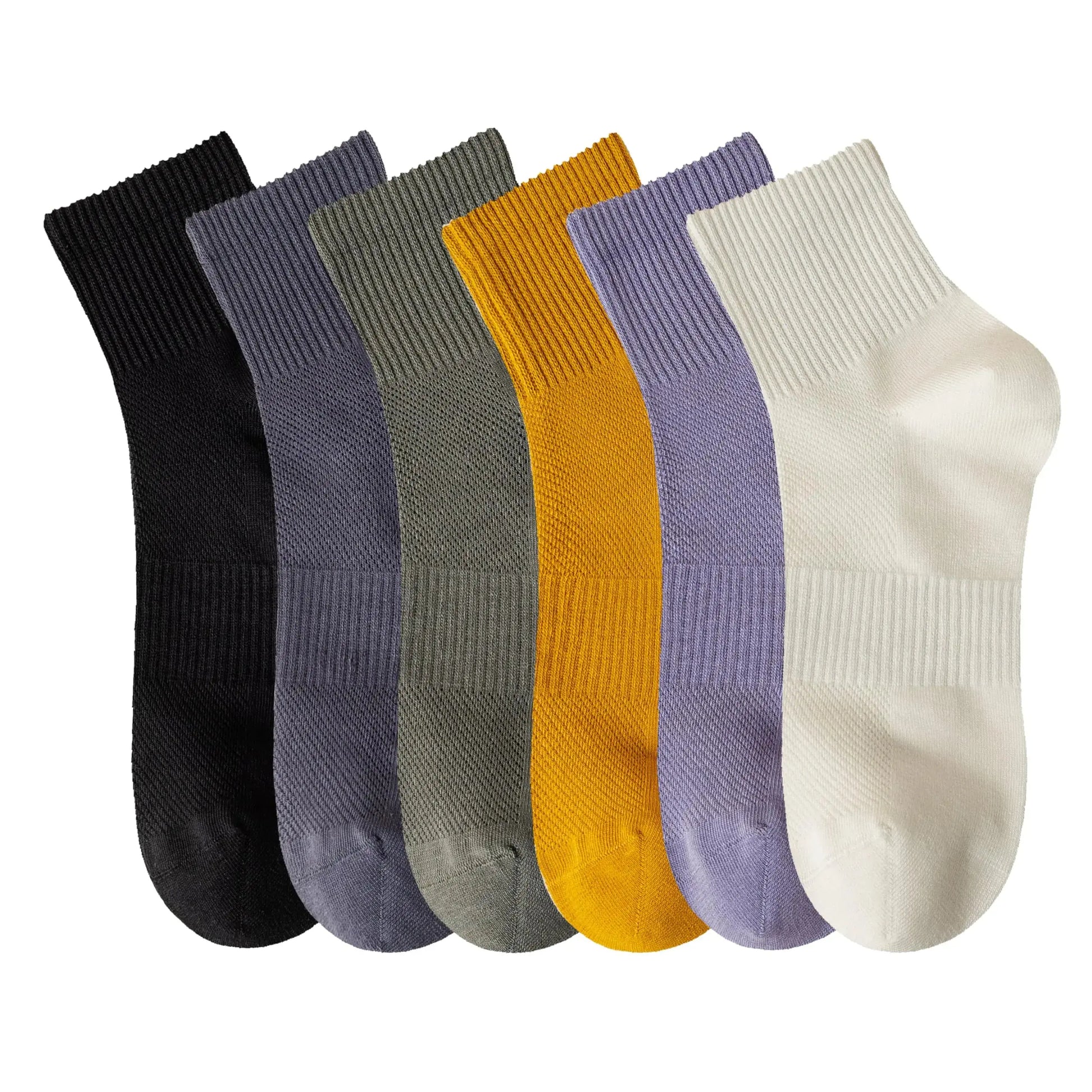 MAGIARTE Womens Mini Crew Ankle Socks Athletic Casual Cotton Socks for Women 5-10 Mesh Instep #C05 (6 Pairs)