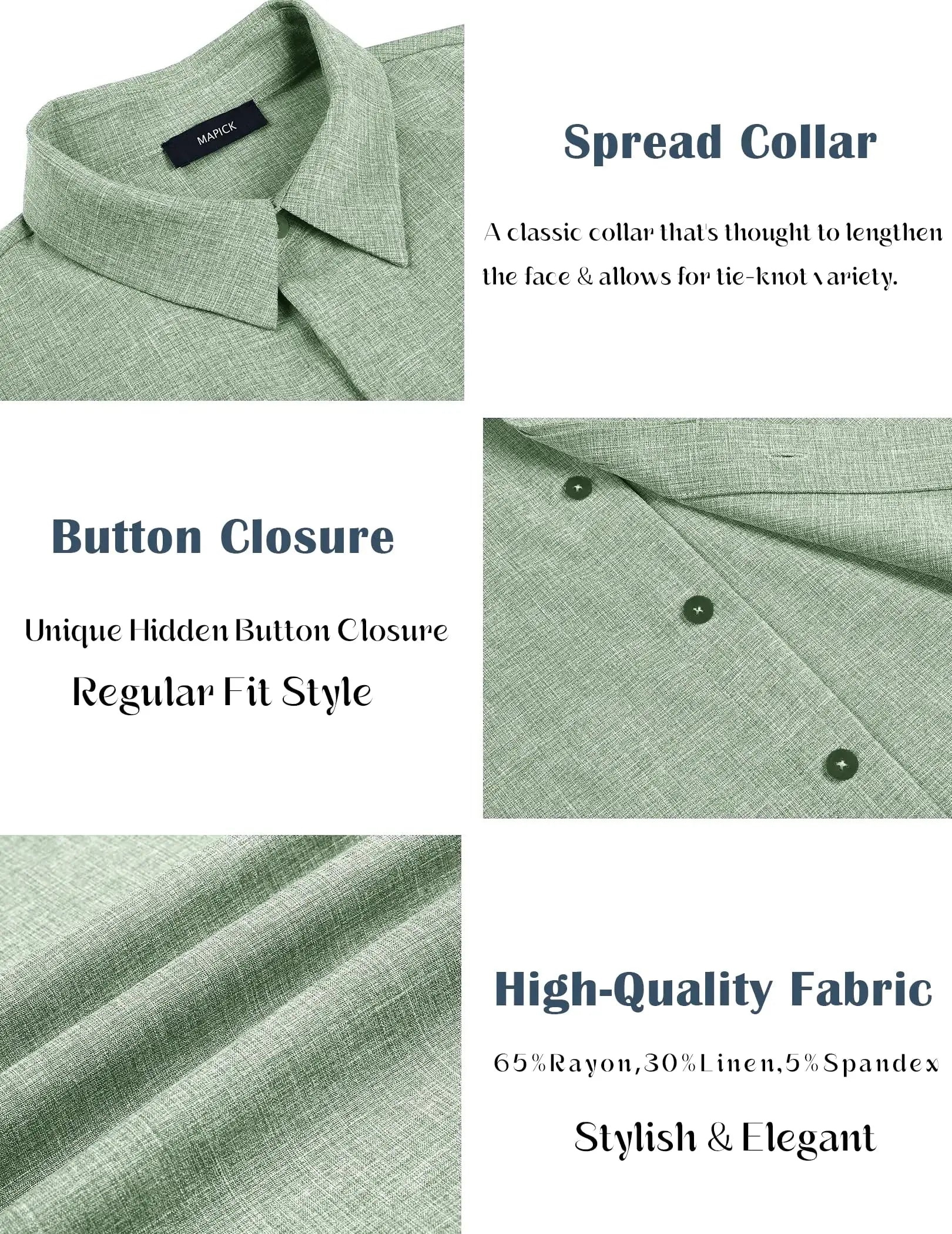 MAPICK Men's Linen Short Sleeve Button Down Casual Shirt | Beach Fashion Summer Shirt